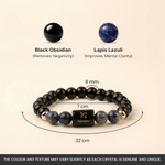 Sagittarius (धनु राशि) Zodiac Black Obsidian & Lapis Lazuli Bracelet - AstroGuruji