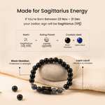 Sagittarius (धनु राशि) Zodiac Black Obsidian & Lapis Lazuli Bracelet - AstroGuruji