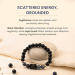 Sagittarius (धनु राशि) Zodiac Black Obsidian & Lapis Lazuli Bracelet - AstroGuruji