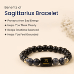 Sagittarius (धनु राशि) Zodiac Black Obsidian & Lapis Lazuli Bracelet - AstroGuruji