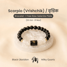 Scorpio (वृश्चिक राशि) Zodiac Black Obsidian & Milky Quartz Bracelet - AstroGuruji