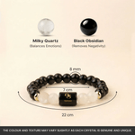 Scorpio (वृश्चिक राशि) Zodiac Black Obsidian & Milky Quartz Bracelet - AstroGuruji