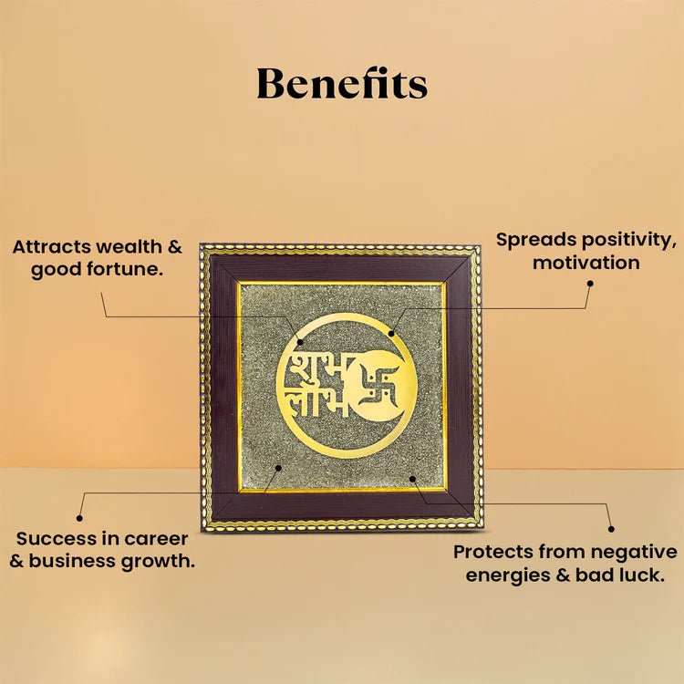 Shubh Labh on Raw Pyrite Frame - Astroguruji