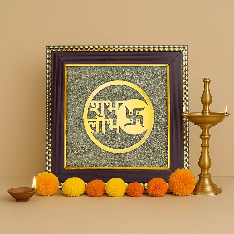Shubh Labh on Raw Pyrite Frame - Astroguruji