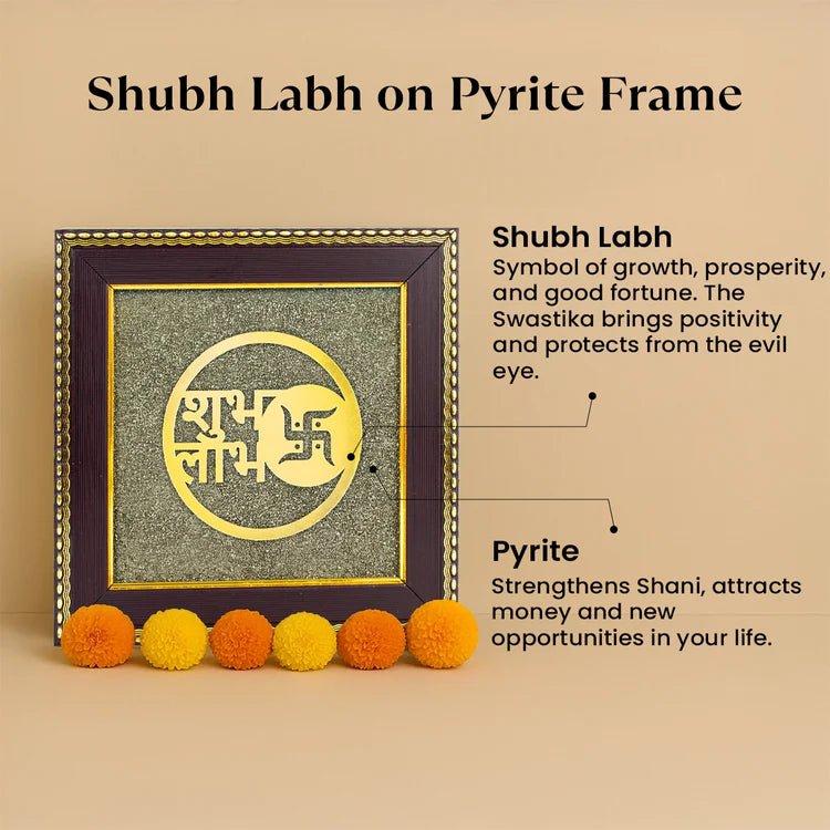 Shubh Labh on Raw Pyrite Frame - Astroguruji