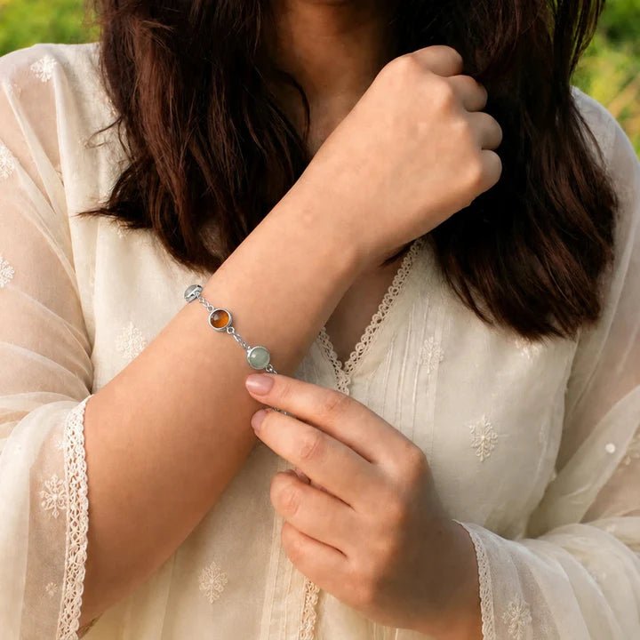 Silver Metal Dhan Yog Bracelet for Women - AstroGuruji
