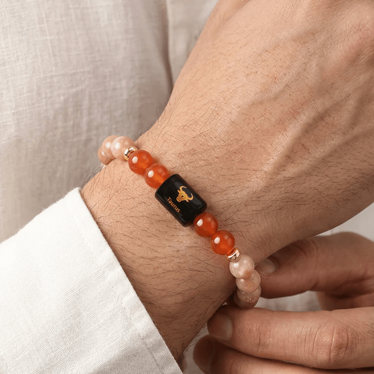 Taurus (वृषभ राशि) Zodiac Sunstone & Carnelian Bracelet - AstroGuruji