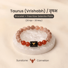 Taurus (वृषभ राशि) Zodiac Sunstone & Carnelian Bracelet - AstroGuruji
