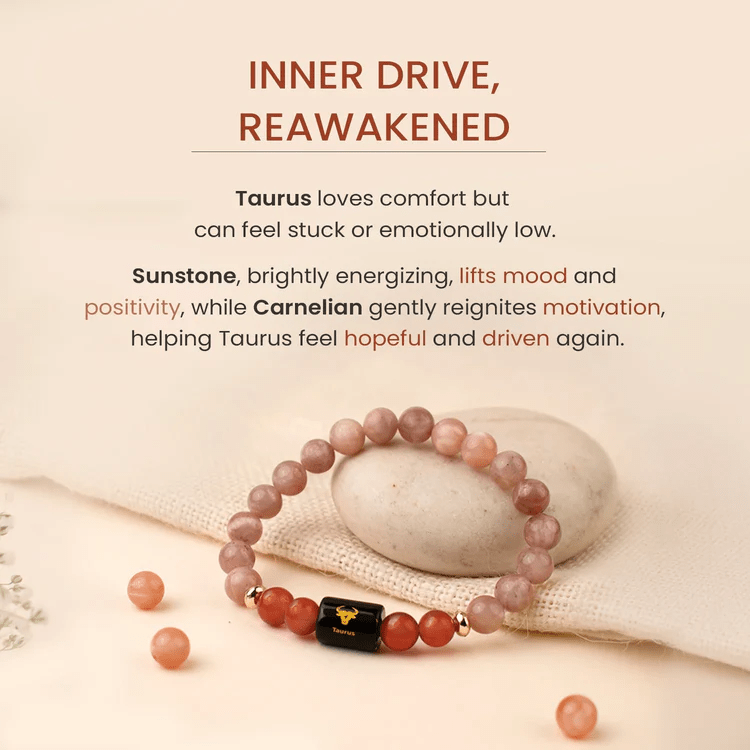 Taurus (वृषभ राशि) Zodiac Sunstone & Carnelian Bracelet - AstroGuruji