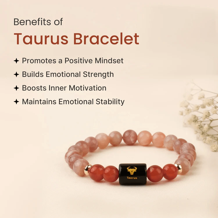 Taurus (वृषभ राशि) Zodiac Sunstone & Carnelian Bracelet - AstroGuruji