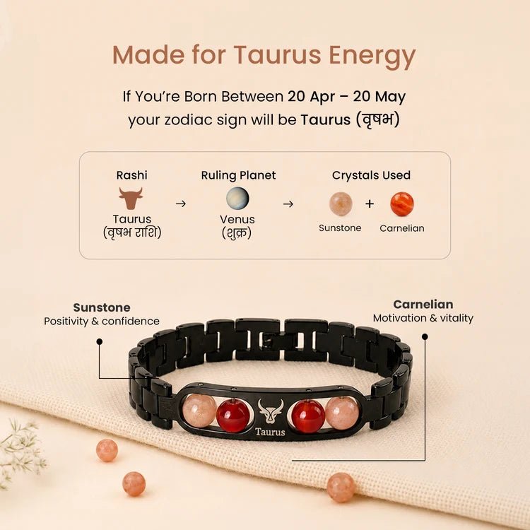 Taurus Zodiac Metal Bracelet - AstroGuruji