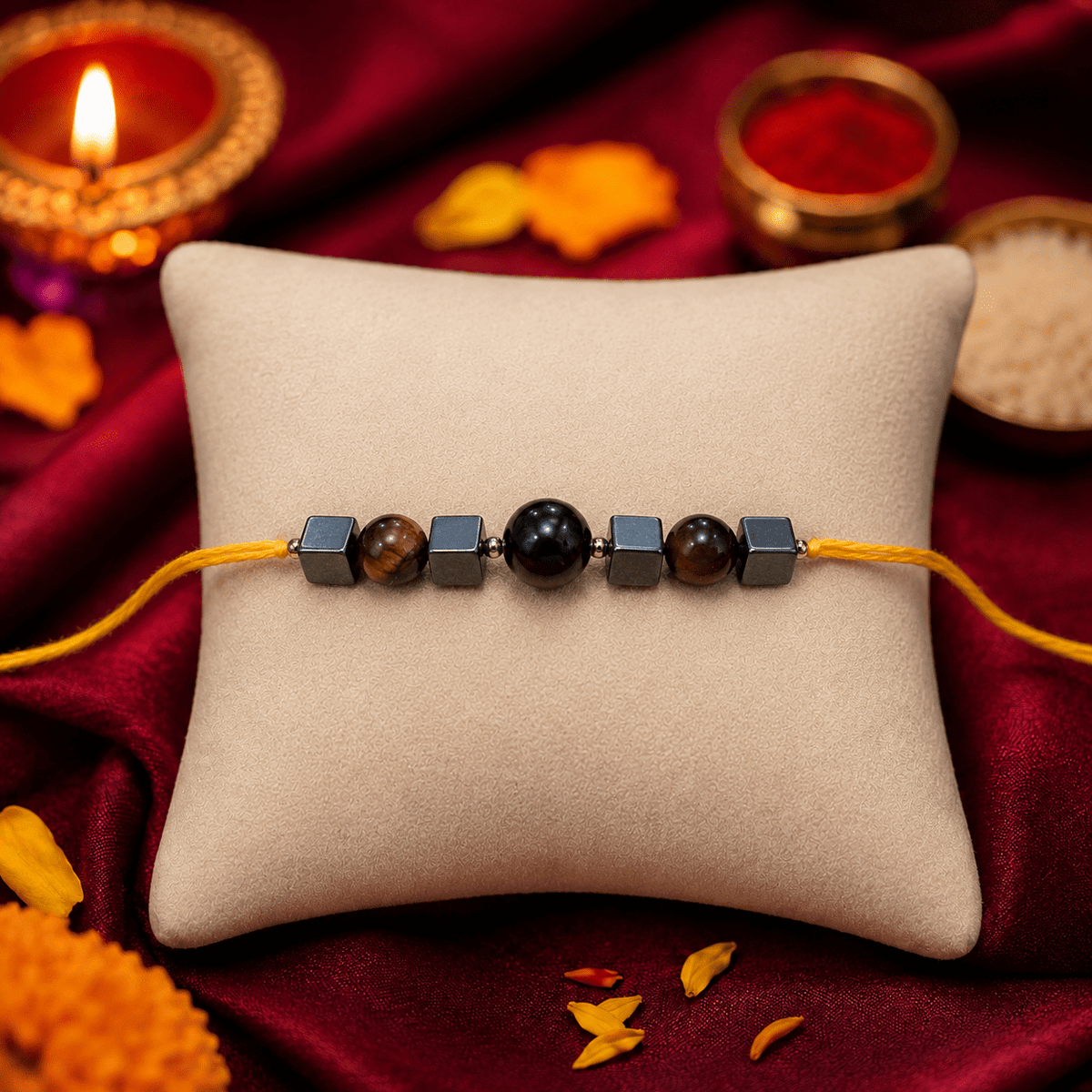 Tiger eye & Hematite Rakhi - AstroGuruji