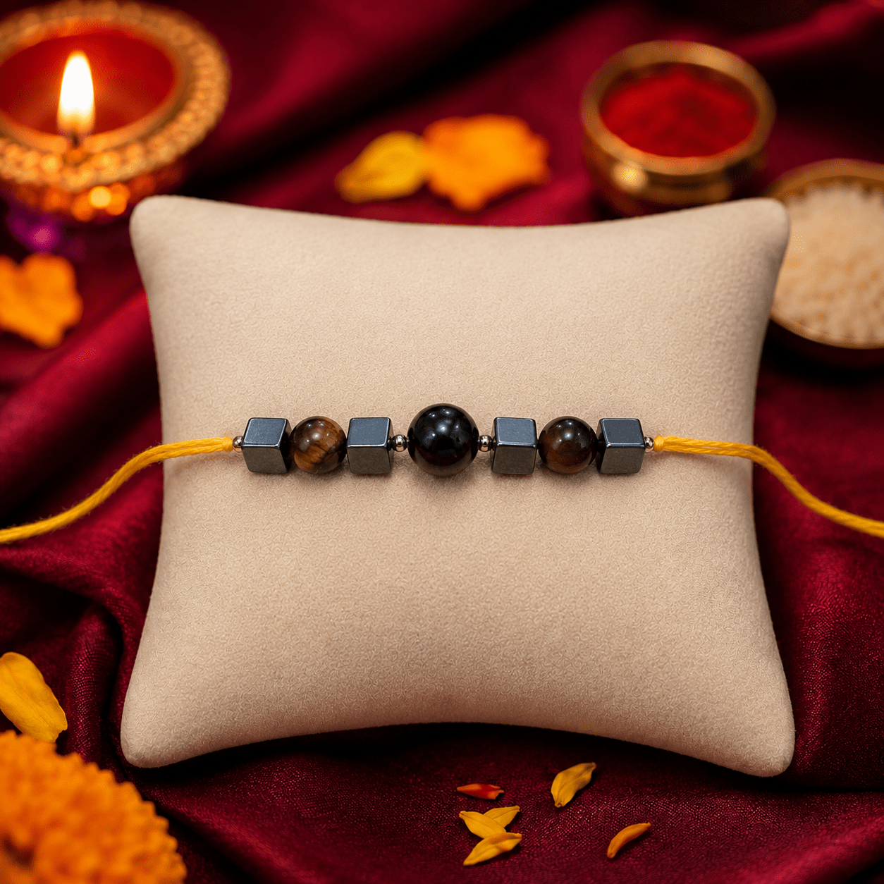 Tiger eye & Hematite Rakhi - AstroGuruji