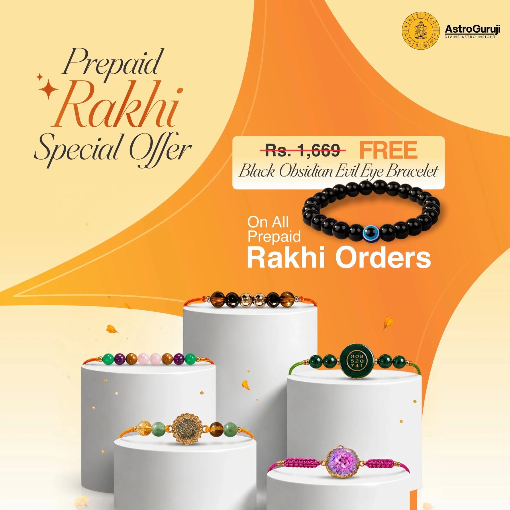 Tiger eye & Hematite Rakhi - AstroGuruji
