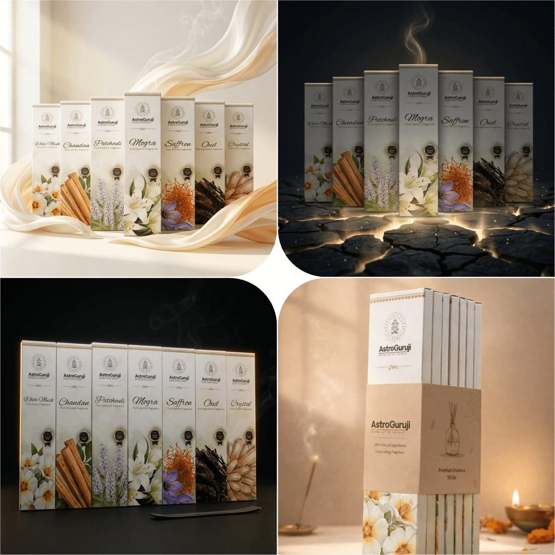 AstroGuruji 7 Premium Incense Sticks Gift Set - Pure Fragrance Agarbatti Combo for Pooja and Meditation