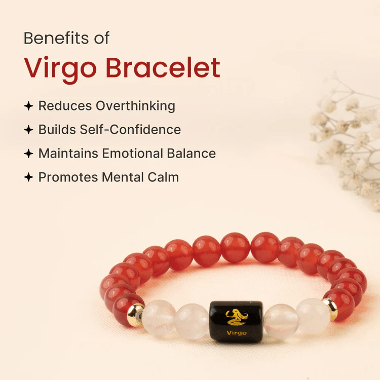Virgo (कन्या राशि) Zodiac Carnelian & Milky Quartz Bracelet - AstroGuruji