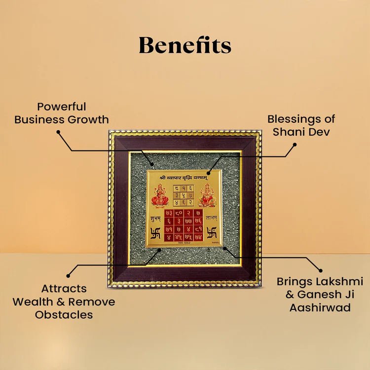 Vyapar Vridhhi Yantra on Raw Pyrite Frame - Astroguruji